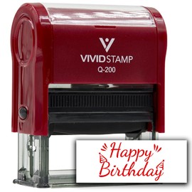 All Quality Happy Birthday Self-Inking Rubber Stamp | Family & Friends | Novelty Homely Stamps (Red Ink) - Q-300