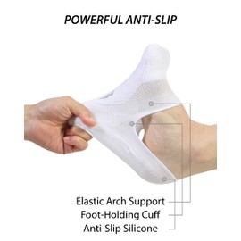 Pro Mountain No Show Socks Size L White 8 Pack Women Men Cotton Cushion Footies Liner Sneakers Workout Loafer Footies Flats US Shoe Women 10-12 Men 9-11