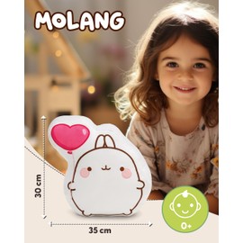 NICI Molang 61678 Cuddly Toy 35 x 30 x 8 cm White Soft Plush Toy for Cuddling and Playing, for Children and Adults, Great Gift Idea