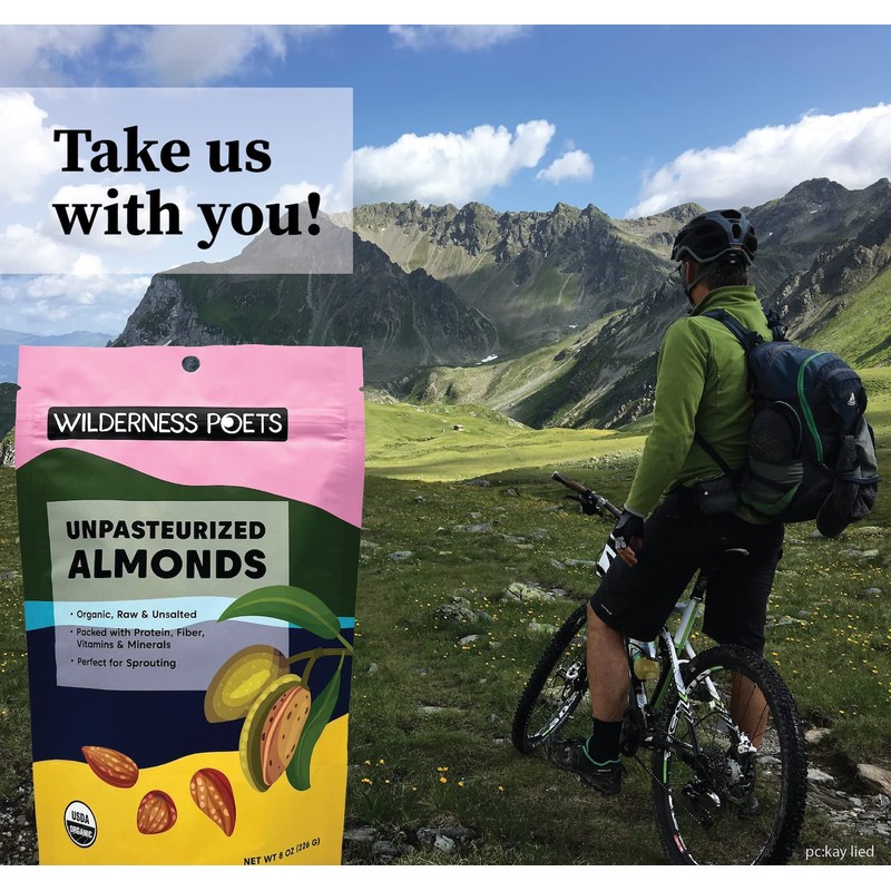 Wilderness Poets Unpasteurized Almonds, Raw Organic Nuts (8 Ounce -