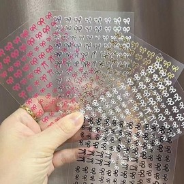 Valentine’s Day Nail Art Stickers Colorful Bow Knot Nail Stickers Self Adhesive Red Gold Bow Designs Black Bow Nail Decals Cute Nail Art Decals Nail Art Designs Decals for Nail DIY Manicure 6 Sheets