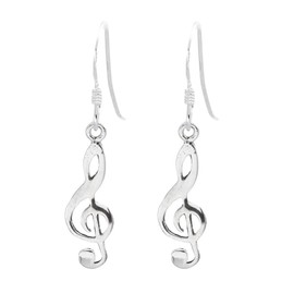 Silverly Musical Note Dangle Earrings - Music Drop Earrings With Treble Clef - 925 Sterling Silver Jewellery for Women - French Hook Back - Girls Ladies Earrings