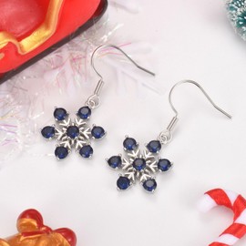 Christmas Gifts for Women, Snowflake Earrings with Sparkling Cubic Zirconia Earrings Hook Earrings for Women Girls, Snowflake Stud Earrings Jewellery, White Gold