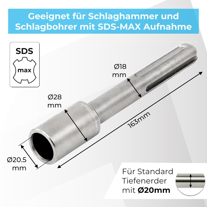 GRAFT® Tiefenerder Eintreiber SDS MAX | Professional Erdnagel Eintreiber zum