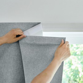 Jilron Adhesive Curtain,100% Blackout Curtains, No Drilling, Suitable for Multi-Scenes Privacy Protection (Light Gray - W35 × L80 in)