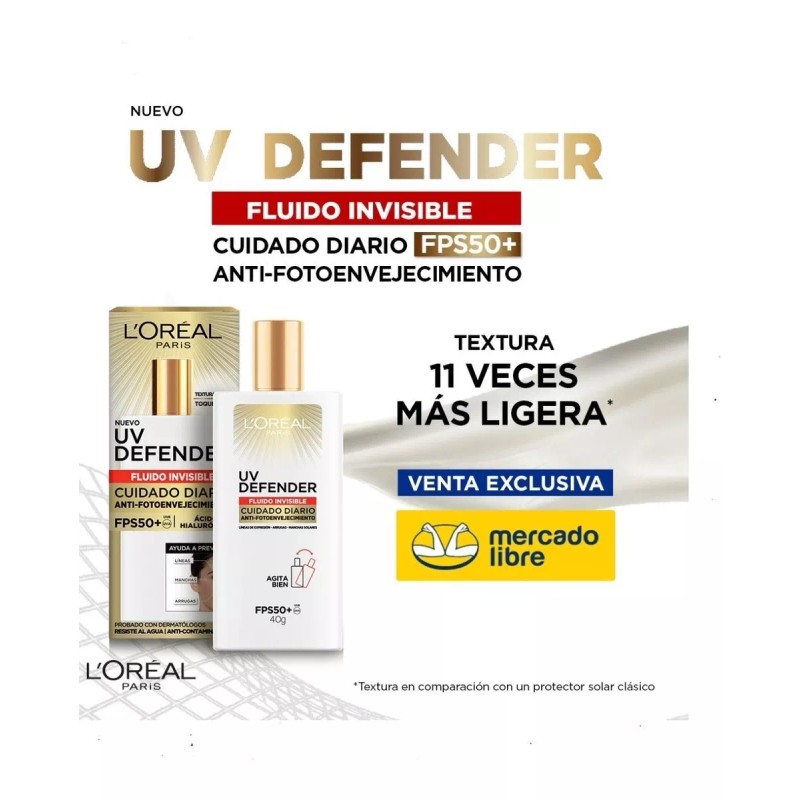 L'Oréal Paris Crema Facial Fluido Invisible Uv Defender Fps50+ Sin