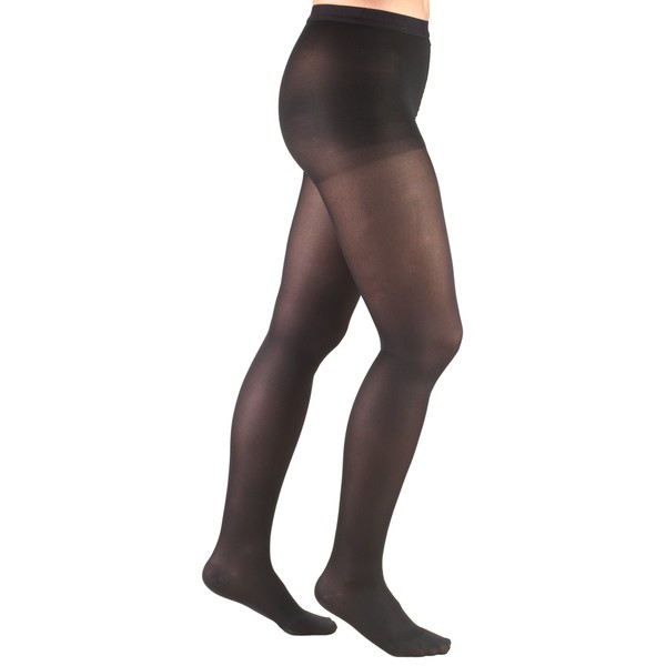 Truform Women's Compression Pantyhose, 15-20 mmHg, Opaque Hosiery Support Shaping Tights, Black, Medium