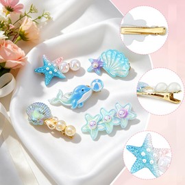 5PCS Cute Ocean Clips Gift for 19 20 21 22 Year Old Girl, Starfish, Shells, Pearls, Dolphins Hair Accessories for Women,Hairs Barrettes or Pins for Daily Wear,Party,Cosplay,Travel