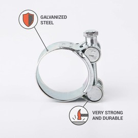 Diforma Pipe Clamps Reinforced Galvanised Steel for 26-28 mm Pipes Pack of 2