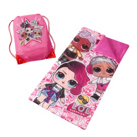 Idea Nuova LOL Surprise Sling Bag and Cozy Lightweight Sleeping Bag, 30"x54", Ages 3+