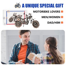 Signstek Vintage Handcrafted Iron Motorbike Model Gifts for Men with Chainwheel as Collectible Art Sculpture for Motorcycle Lovers, Bronze Tone Metal, Birthday Gift for Grandpa Dad Husband Boyfriend