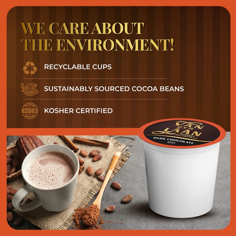 Van Der Laan Chocolate Hot Cocoa Pods, Dark Chocolate Gourmet