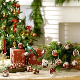 Outus 16 Pcs Santa Claus Black Ball Ornaments for Tree African American Christmas Hanging Ornaments Santa Claus Black Christmas Decorations for Tree Xmas Gifts Farmhouse Fireplace Holiday Party Favors