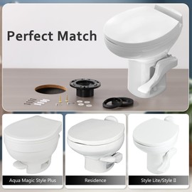 boeemi RV Toilet Seal and 3 Inch Socket RV Toilet Flange,Designed for Aqua Magic Style Plus,Style Lite,Style II and Residence,385345892 Flange and 34120 & 12524 RV Toilet Seal,3 in 1 Combo Kit