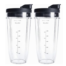 2 Pack 24oz Cup Spout Lids for Nutri Ninja Auto IQ Series Blenders Food Processor BL450 BL454 BL456 BL480 BL481 BL482 BL490 BL640 BL642 BL680 BL687