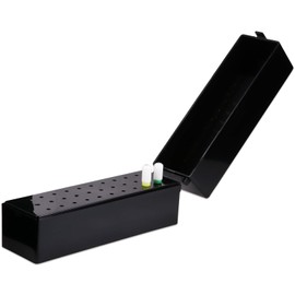 30 Holes Black Rectangle Nail Drill Bit Holder Stand Display Organizer - Dust Proof Acrylic Storage Container Box Case Tools for Home Use or Nail Salon