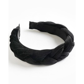 KGDUYC 1 Piece Braided Headbands for Women Velvet Headband Elastic Criss Cross Hair Bands Accessories - Black