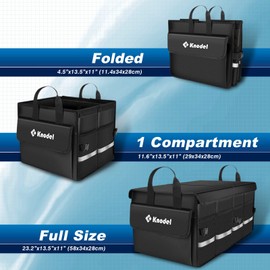 K KNODEL Car Trunk Organizer with Lid, Collapsible Car Trunk Storage Organizer, Car Organizer and Storage for SUV, Truck, Sedan (Medium, Black)