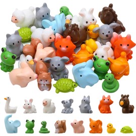 GSrenyu 30 Pcs Mini Resin Animals, 15 Styles Mini Animals Colorful Mini Figures Resin Animals Miniature Figures Tiny Animals for Garden Home Dollhouse Landscape Office Decor DIY Craft