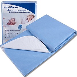 Medokare Bed Pads for Seniors, Adults and Kids – 1 Pack, 36in X 52in, Washable, Water-Resistant, and Reusable - Bedwetting & Incontinence Pads