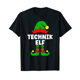 Technik Elf IT Christmas Outfit Family Partner Look Costume T-Shirt, black