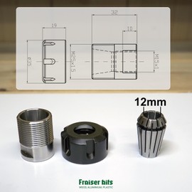 Fraiser Spindle Compatible with POF 1200-1400 ER20 Vertical Milling Cutter with 12 mm Shank for Wood Milling - Wood Cutter Accessories