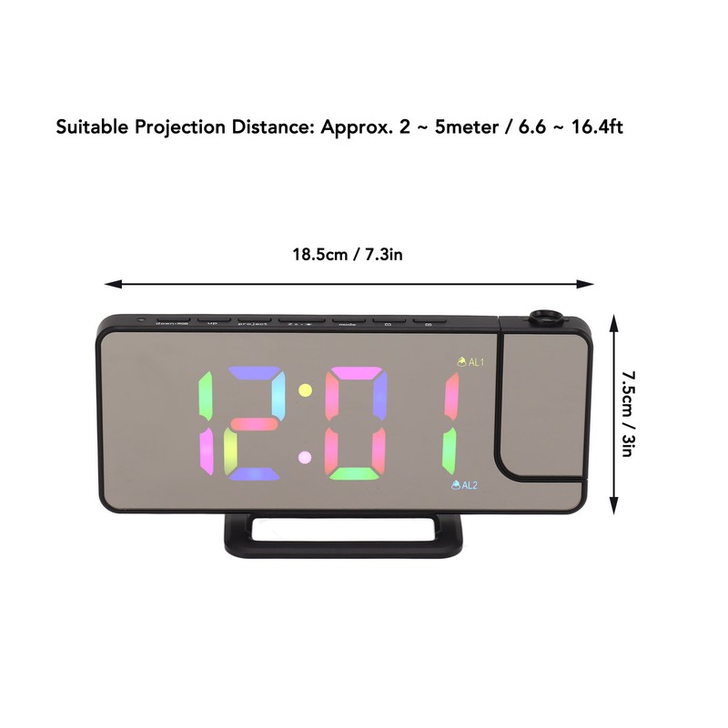 Digital Clock RGB LED Large Screen Mirror Projection Multifunctional Table