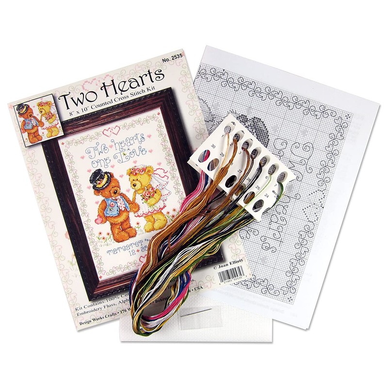 Design Works Two Hearts Wedding Sampler Cross Stitch Kit, Multi-Colour