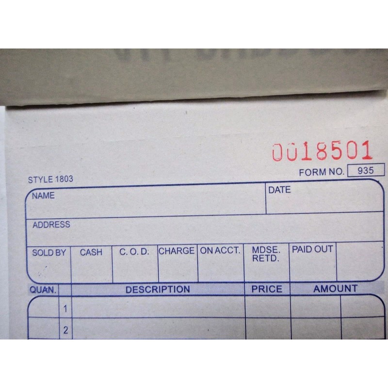New Sales Order Book Receipt Invoice Duplicate 50 sets Form