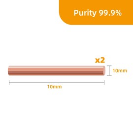 RRRST Pure Copper Rods 5 mm x 100 mm, Length 100 mm, Diameter 10 mm, Copper Purity 99.9%, Round Rod Made of Pure Copper for Crafts DIY Jewellery Model Pack of 2