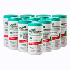 Monk Disinfectant Wipes, Large Lemon Breeze Fresh Scented Disinfectant Wipes, Value Pack Contains 12 Canisters of 80 Count, Perfect for Offices, Schools, Cycling, Kitchen, Yoga Mats and Other Surface