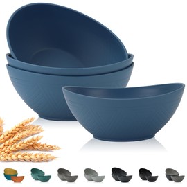 PYRMONT Serving Bowls,Plastic Bowl,65 Oz Salad Bowls,Big Bowl for Soup of 4,Salad,Pasta,Cereal,Stackable for Easy Storage Microwave & Dishwasher Safe (Blue)