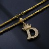 Gold Crown Initial Necklaces for Men Women Dainty Letter D