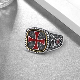 Zoxuxiwu Knights Templar Ring S925 Sterling Silver Knights Templar Jewelry Gifts for Men Women (Size: 8)