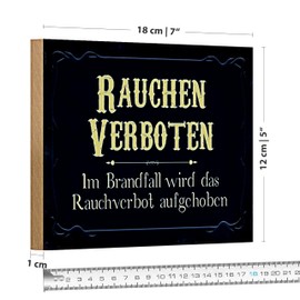 Rauchen Verboten Schild | Vintage-Design | Ideal für Büros und Restaurants | Nostalgischer Look | 18 cm x 12 cm