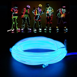 Purplecrystal Cable de Luces de Neón EL, Mascara LED Decoración Lampara, 5m/16ft Tira de Luz para Navidad, Año nuevo, Bricolaje, Fiestas y Del Hogar, Azul