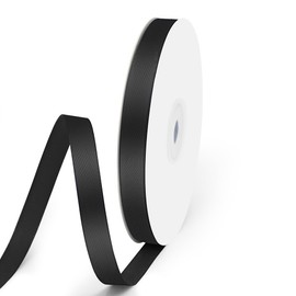 Quhora 3/8" x 50 Yards Satin Ribbon - Black Silk Ribbon with Spool - Ideal for Gift Wrapping, Floral Bouquets, Crafts, Wedding Party Decorations, Christmas and Sewing Projects