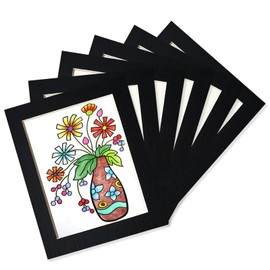 YIYINOE Set of 6 20 x 25 cm Cardboard Picture Frame with Protection Plastic Membrane, Wall Mounted Photo Gallery Display for Collage, Photos, Pictures, Family Photo Frame, Black