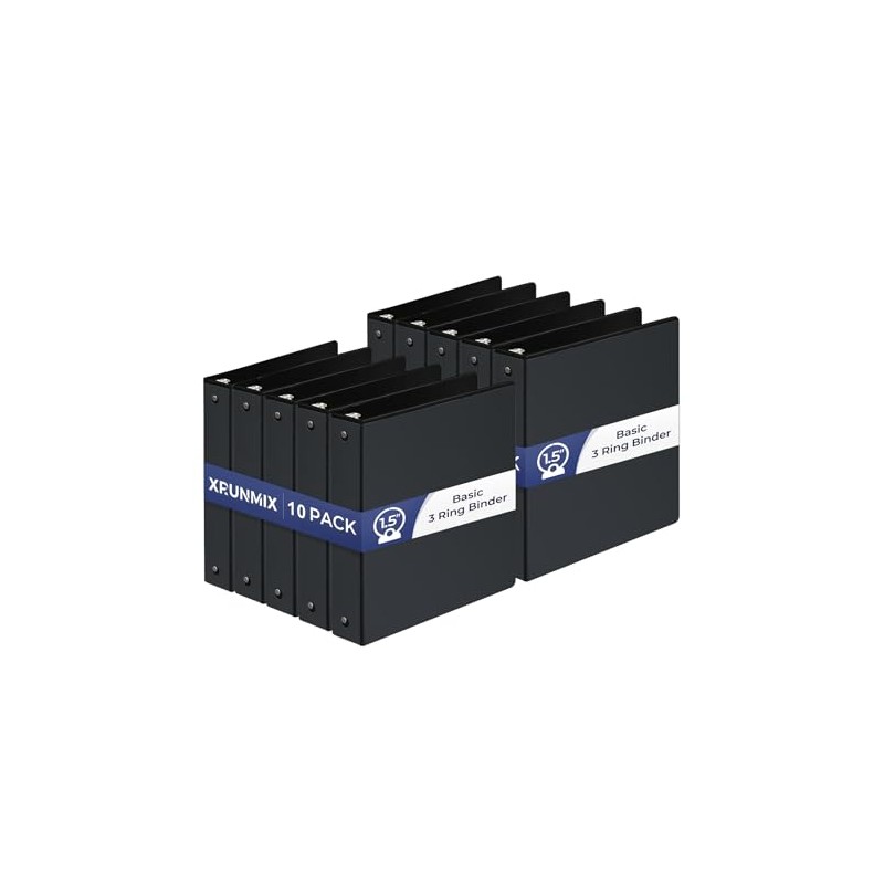 Bulk 10 Packs 1-1/2 -Inch 3-Ring Binder with Pockets, 1.5