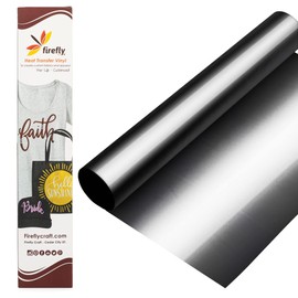 Firefly Craft Metallic Heat Transfer Vinyl Sheets - Titanium - Iron On Vinyl for Cricut, HTV Vinyl Sheets, Vinyl Iron On, Easy Cut & Weed, Compatible with Cricut & Silhouette Cameo - 1 Sheet 12"x20"