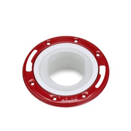 Oatey 43501 3 in. or 4 in. Level Fit White Metal Ring, No Test Cap PVC Offset Closet Flange, 3-4"