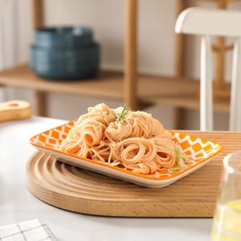 Selamica Ceramic 8 inch Rectangular Salad Plates, Dinner Plates, Pasta Dessert Plates for Appetizer, Sushi, Fruit - Microwave/oven/Dishwasher Safe, Set of 6, Assorted Colors