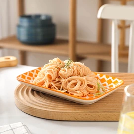 Selamica Ceramic 8 inch Rectangular Salad Plates, Dinner Plates, Pasta Dessert Plates for Appetizer, Sushi, Fruit - Microwave/oven/Dishwasher Safe, Set of 6, Assorted Colors