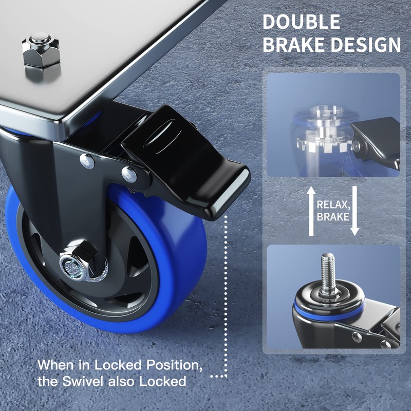 5 Inch Stem Caster Wheels Heavy Duty with Dual Locking
