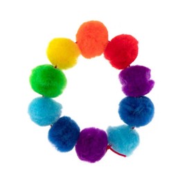 Baker Ross FE324 Rainbow Threading Pom Pom Beads - Pack of 105, Multi Coloured Embellishments for Children's Jewellery Making, Arts Crafts and Crafting Activities