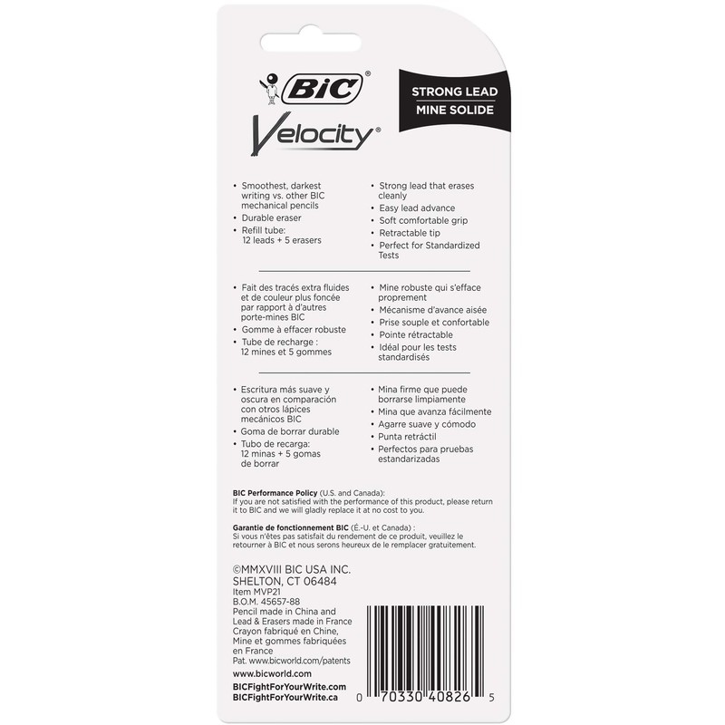 BIC Velocity Original Mechanical Pencil, Thick Point (0.9mm), 2-Count