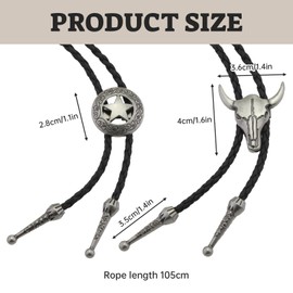 Pack of 2 Bolo Ties, Cowboy, Cowboy Costume Men, Cowboy Accessories, Western Decoration for Costume Accessories, Western Outfit Men, Men and Women Men's Vest Chain Fit, Women's Birthday Necklace,