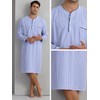 Lars Amadeus Striped Nightshirts for Men's V-Neck Button Down Nightgown