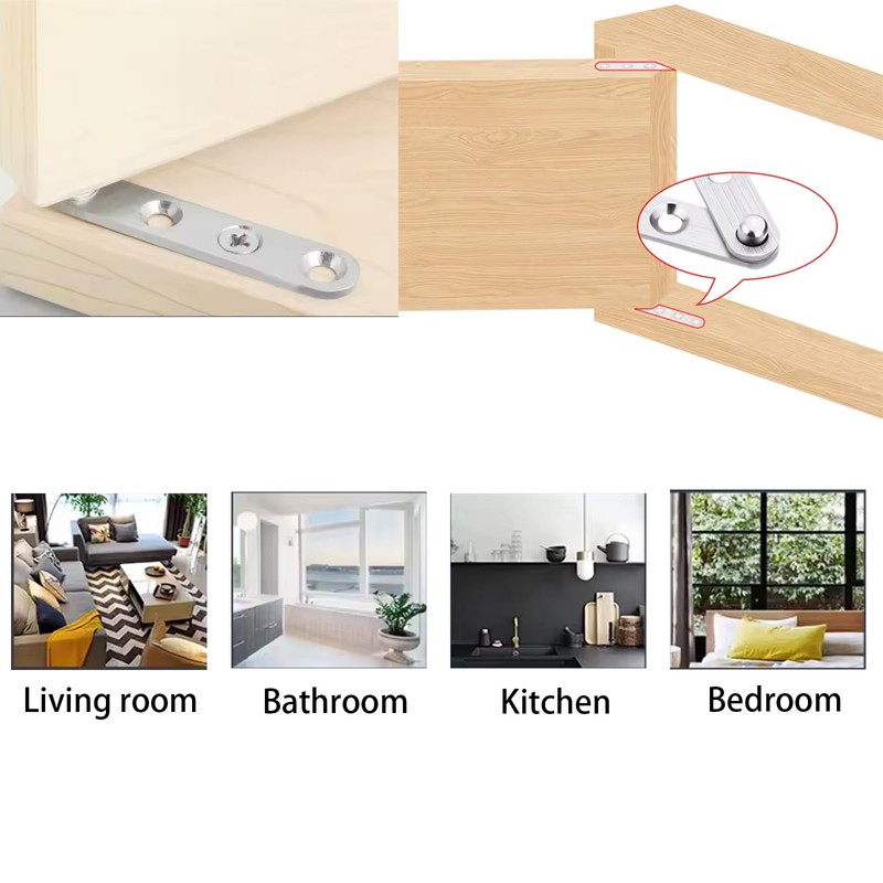 Leliafleury 4Pcs Eccentric Pivot Door Hinges 77.5 x 17.6mm Stainless