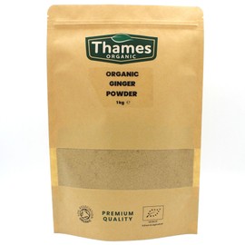 Thames Organic Organic Ginger Powder 1kg - No Additives or Preservatives - Raw, Vegan, GMO-Free, Certified Organic - Flavorful, Aromatic Spice for Cooking, Baking, and Tea - Thames Organic